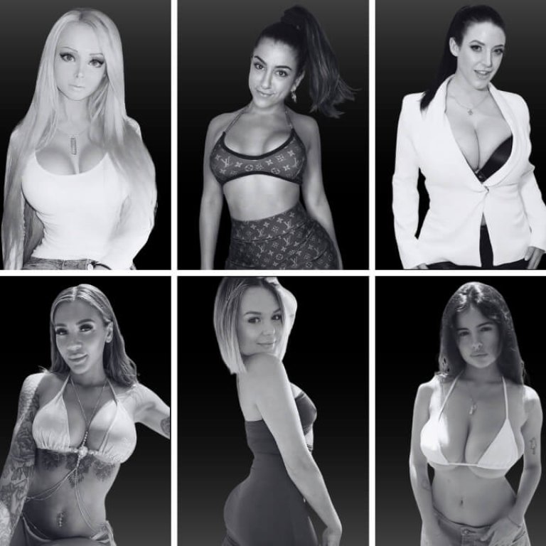 A collage of tenbest onlyfans models in various revealing outfits, showcasing diverse styles and poses against a dark background.